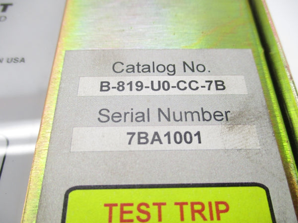 UTILITY RELAY COMPANY B-819-U0-CC-7B 250VDC UNMP