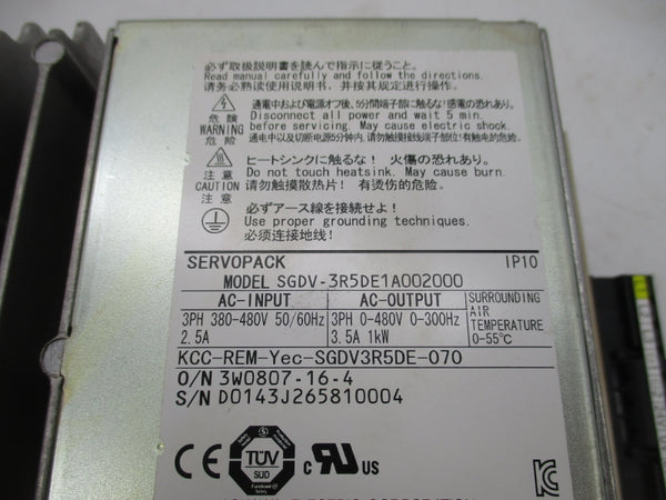 YASKAWA SGDV-3R5DE1A002000 SGDV-OCA01A 380-480V 2.5A 0-55'C UNMP