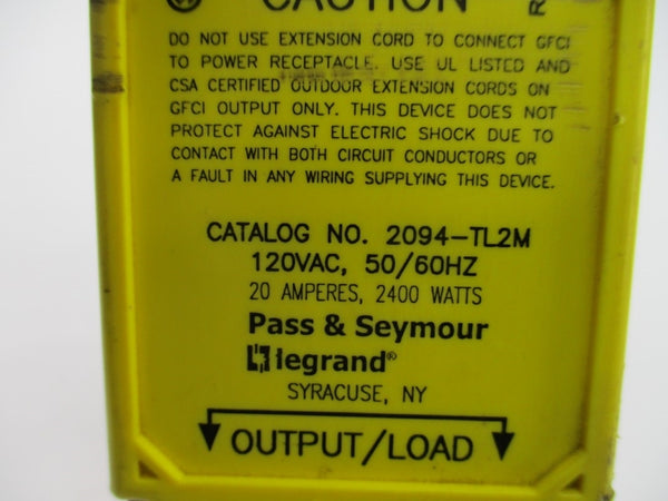 PASS & SEYMOUR 2094-TL2M 120VAC 20A UNMP