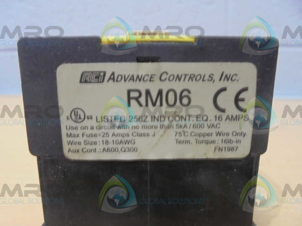 ADVANCE RM06 RELAY 200/230 VAC COIL UNMP