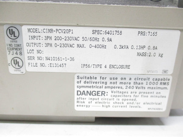 YASKAWA CIMR-PCV20P1 (AS PICTURED) UNMP