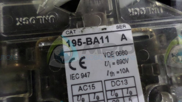 ALLEN BRADLEY 100-A30ND3 w/ 195-BA11 RELAY UNMP
