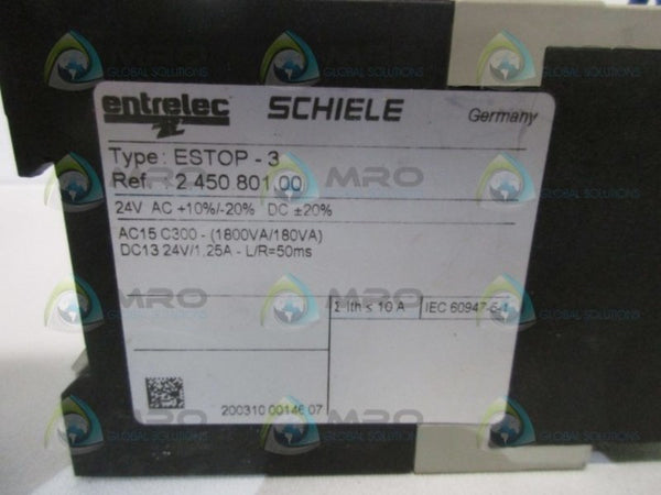 ENTRELEC ESTOP-3 SAFETY RELAY UNMP
