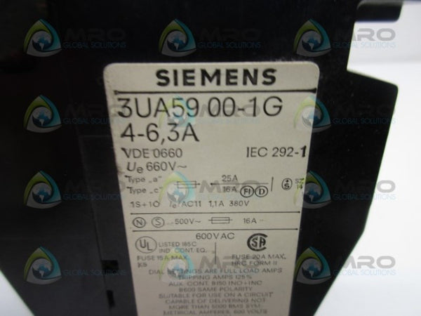 SIEMENS 3UA5900-1G OVERLOAD RELAY UNMP