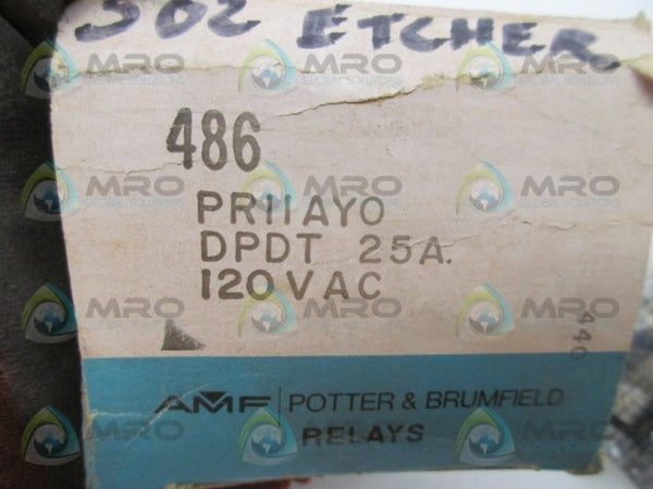 POTTER & BRUMFIELD PR11AY0-120VAC POWER RELAY NSMP