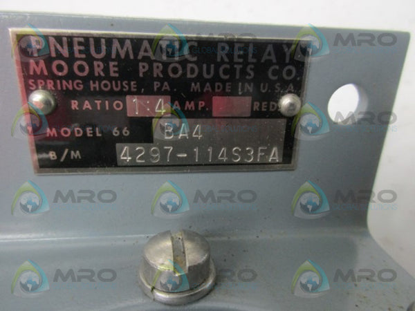 MOORE PRODUCTS BA4 RATIO 1:4 PNEUMATIC RELAY NSMP