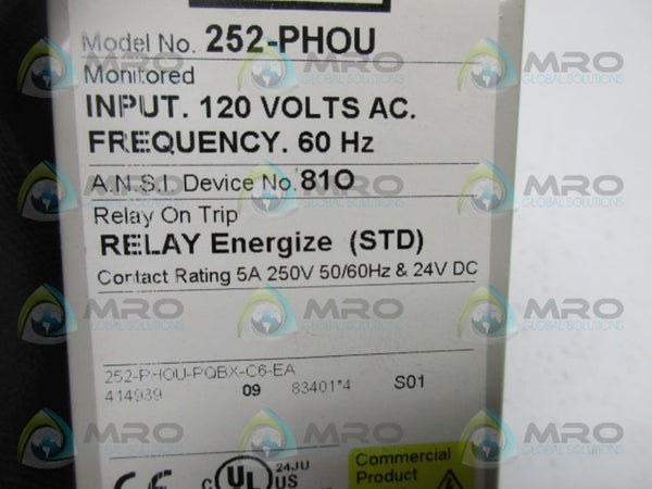 CROMPTON 252-PHOU-PQBX-C6-EA POWER TRIP RELAY 120V NSMP