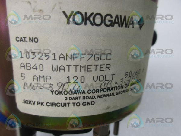 YOKOGAWA 103251ANFF7GCC PANEL MOUNT WATT GAUGE NSNP
