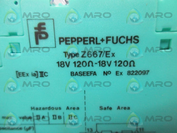 PEPPERL & FUCHS Z667/EX BARROER DOPDE 18V 120OHM UNMP