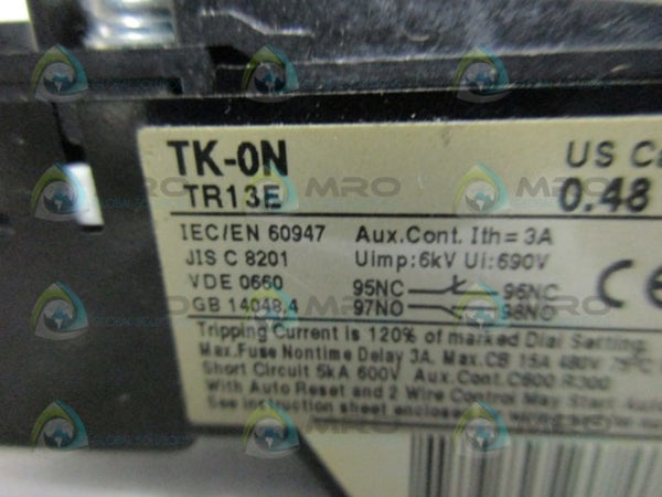 FUJI ELECTRIC TR13E OVERLOAD RELAY 0.48-0.72A  UNMP