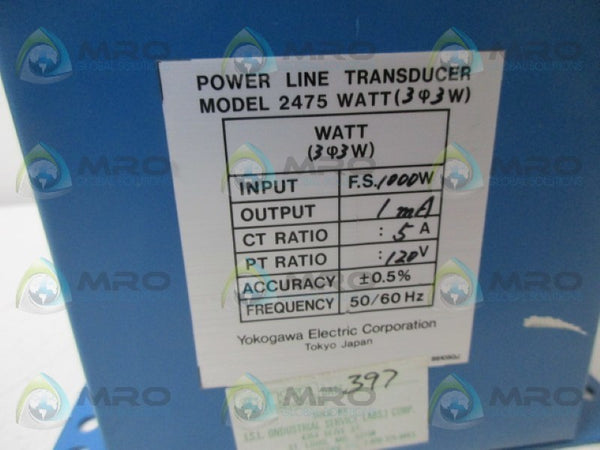 YOKOGAWA 2475 POWER LINE TRANSDUCER NSNP N BOX