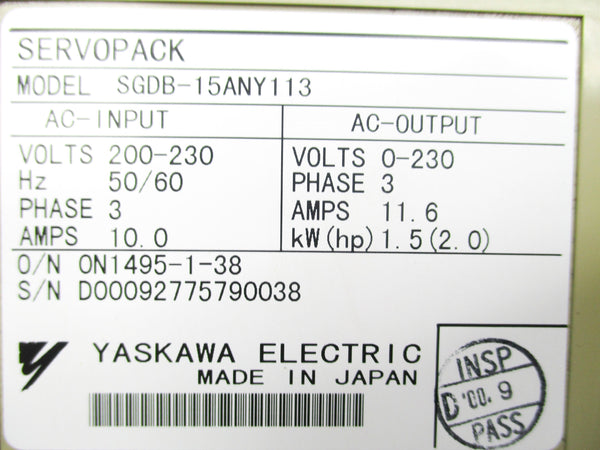 YASKAWA SGDB-15ANY113 (AS PICTURED) UNMP