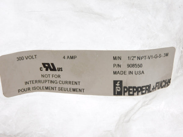 PEPPERL+FUCHS 1/2"NPT-V1-G-S-.3M 908550 300V 4A NSMP