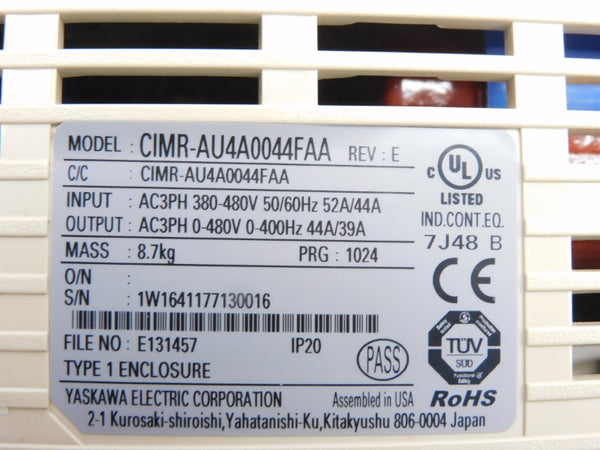 YASKAWA CIMR-AU4A0044FAA 380-480V 44/52A UNMP