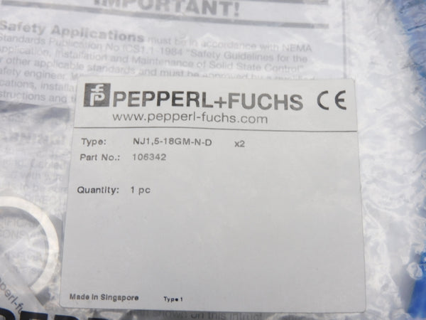 PEPPERL+FUCHS NJ1,5-18GM-N-D 106343 NSMP
