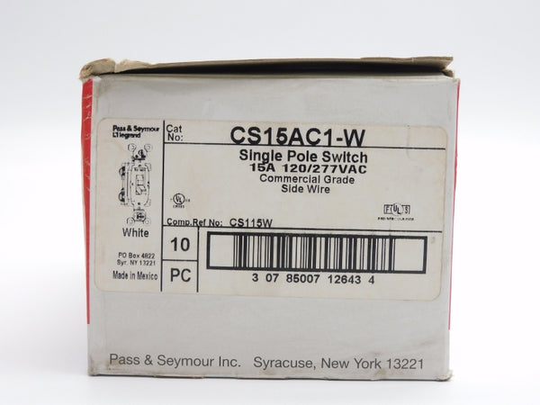 PASS&SEYMOUR LEGRAND CS15AC1-W 120/277VAC 15A (PKG OF 10) NSMP