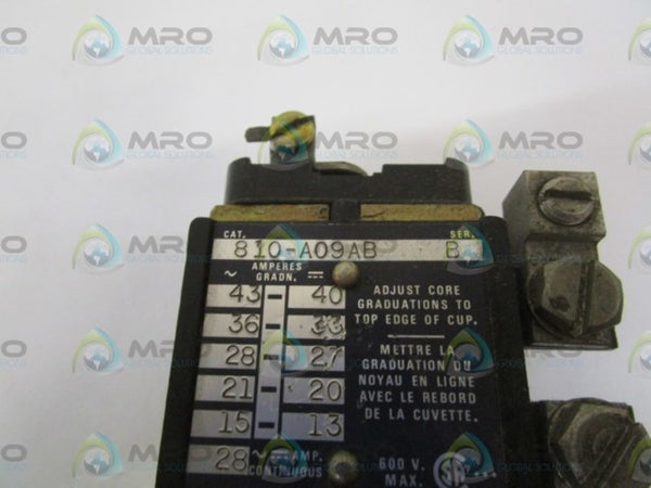 ALLEN BRADLEY OVERLOAD RELAY MAGNETIC 810-A09AB SER. B  UNMP