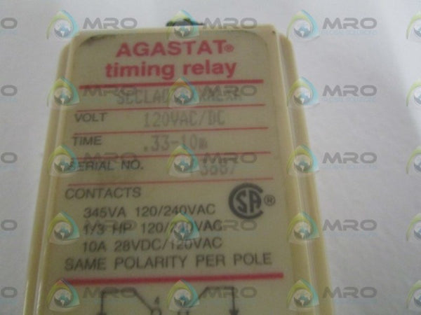 AGASTAT 120VAC .33-10M TIMING RELAY SCCLA032XXALXA  NSNP