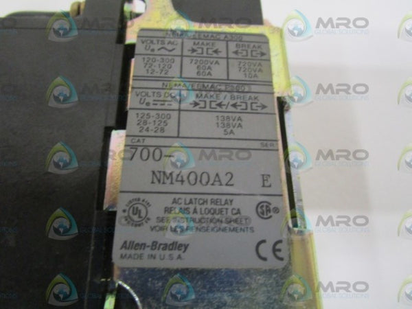 ALLEN BRADLEY 700-NM400A2 SER. E AC LATCH RELAY  UNMP