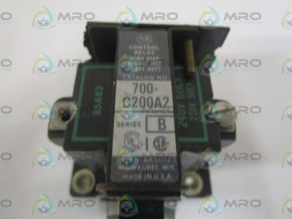 ALLEN BRADLEY 700-C200A2 SER. B CONTROL RELAY (AS PICTURED)  UNMP