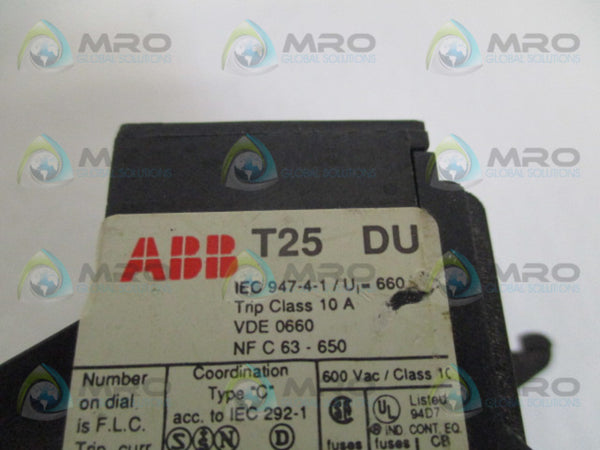 ABB T25DU14 THERMAL OVERLOAD RELAY 10-14A  UNMP