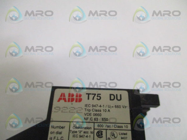 ABB T75DU42 OVERLOAD RELAY 29-42A  UNMP