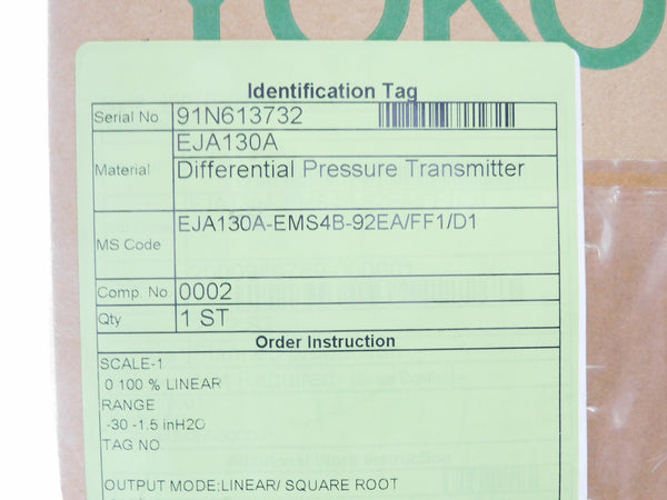 YOKOGAWA EJA130A-EMS4B-92EA/FF1/D1 NSFS