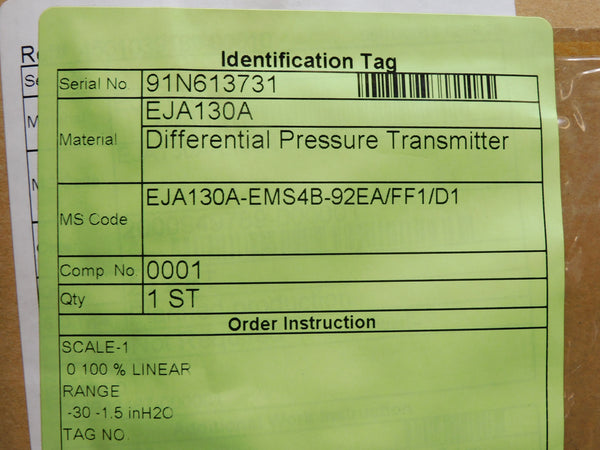 YOKOGAWA EJA130A-EMS4B-92EA/FF1/D1 NSMP