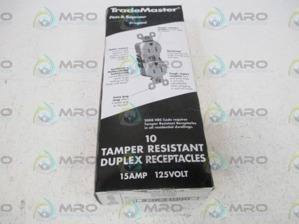 LOT OF 10 PASS & SEYMOUR 3232TR-LA DUPLEX RECEPTACLE NSMP