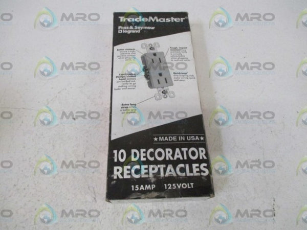 LOT OF 10 PASS & SEYMOUR 885-I DECORATOR RECEPTACLE NSFS