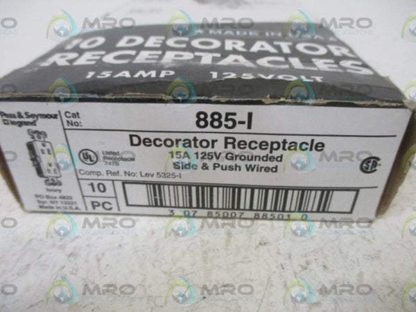 LOT OF 10 PASS & SEYMOUR 885-I DECORATOR RECEPTACLE NSFS