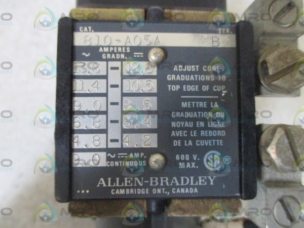 ALLEN BRADLEY 810-A05A SER.B INVERSE TIME CURRENT RELAY UNMP
