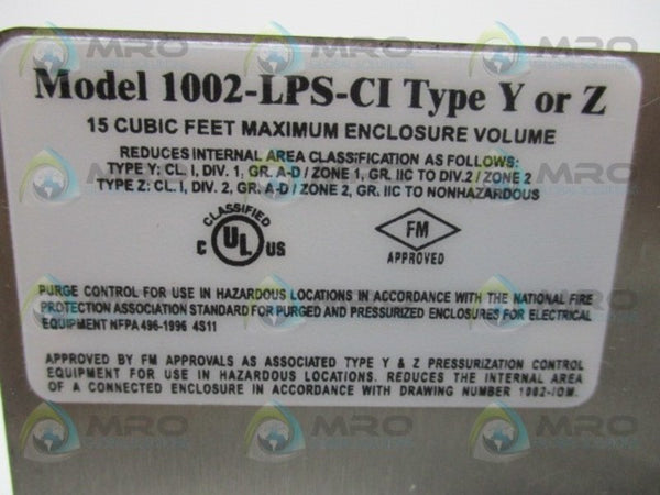 PEPPERL+FUCHS 1002-LPS-CI PURGE/PRESSURIZATION SYSTEM UNMP