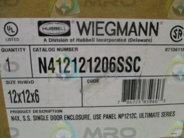 HUBBELL WIEGMANN N412121206SSC ENCLOSURE 12x12x6 NSMP