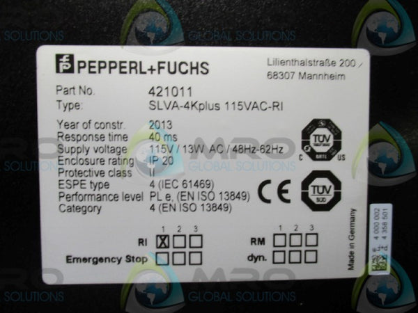 PEPPERL+FUCHS SLVA-4KPLUS115VAC-RI SAFETY AMPLIFIER NSNP