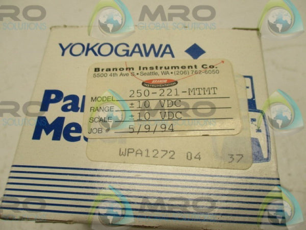 YOKOGAWA 250-221-MTMT ANALOG PANEL METER 10-0-10VDC NSMP