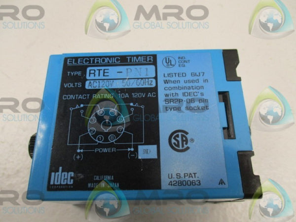 IDEC RTE-PN1 TIMER RELAY 0-60SECONDS 120VAC NSNP