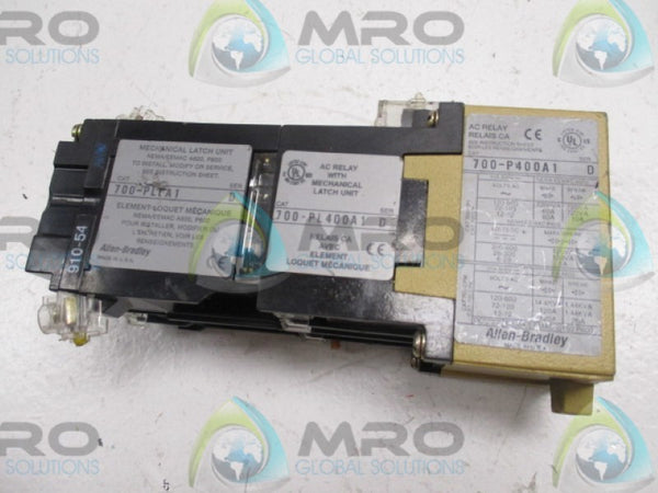 ALLEN BRADLEY 700-PL400A1 SER. D CONTROL RELAY 120VAC (AS PICTURED) UNMP