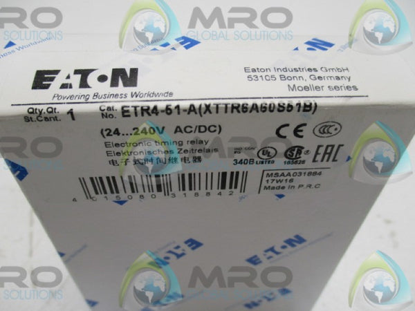 EATON  ETR4-51-A TIMING RELAY 3-60SECONDS 24-240V  NE WIN BOX