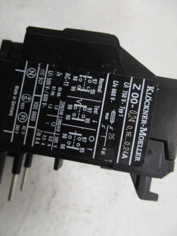KLOCKNER MOELLER Z00-0,24 OVERLOAD RELAY 0,16-0,24A NSMP
