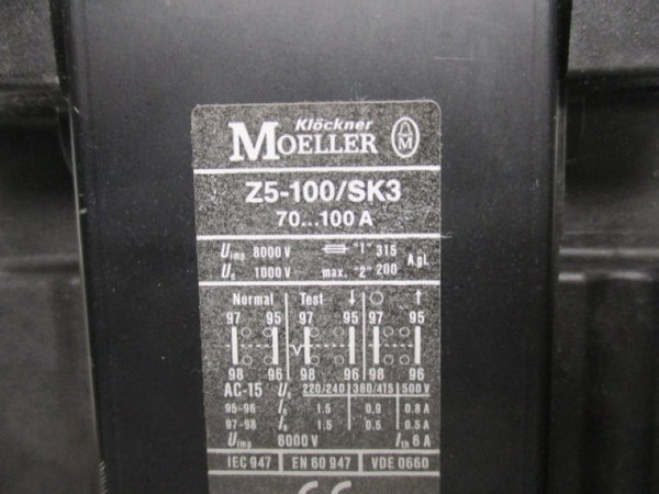 KLOCKNER MOELLER Z5-100/SK3 MOTOR OVERLOAD RELAY 70-100A NSMP