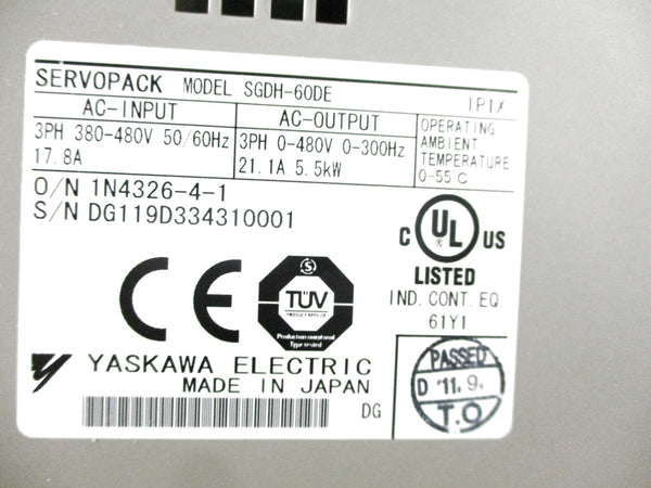 YASKAWA ELECTRIC SGDH-60DE 480V 17.8A UNMP