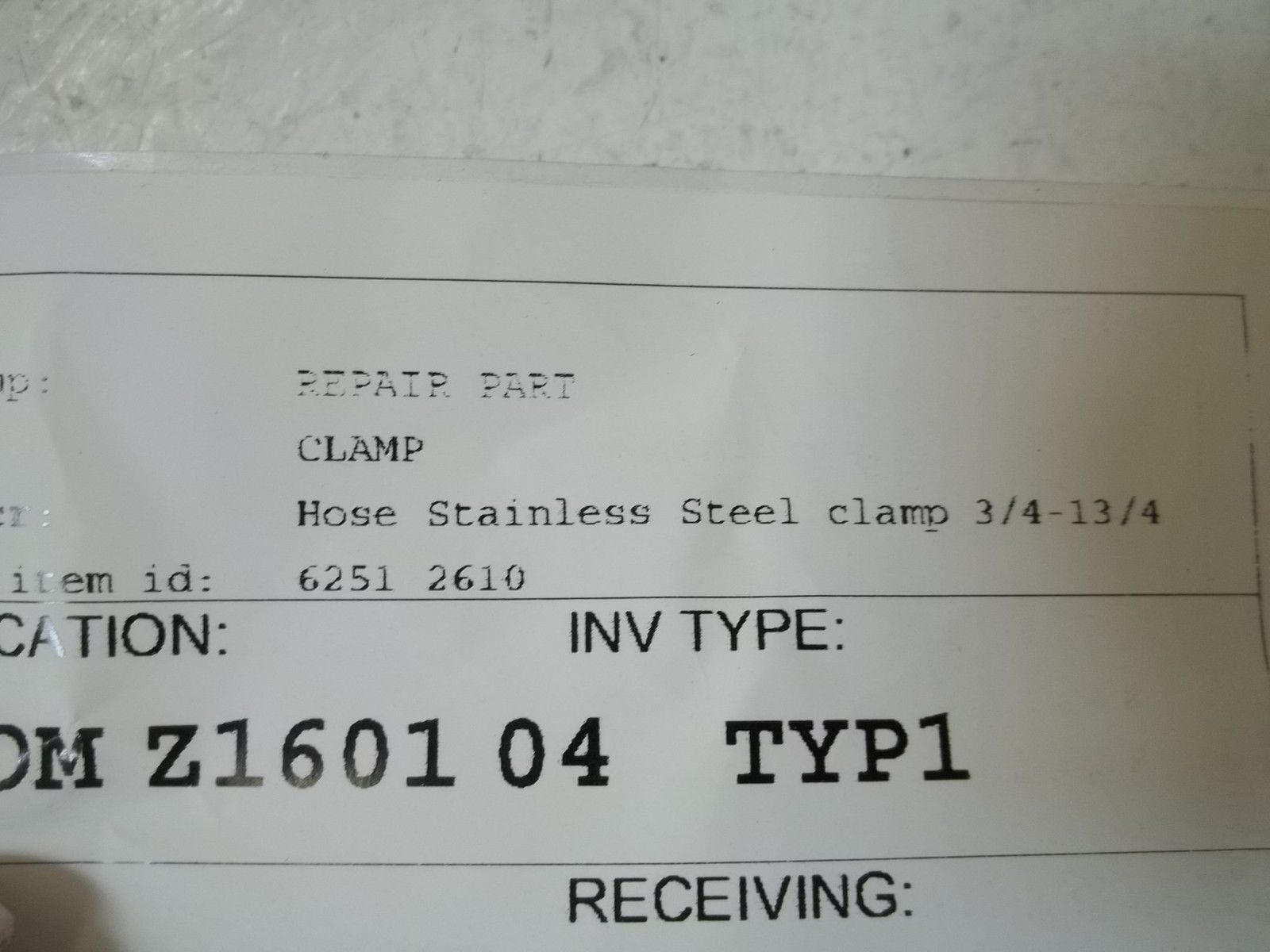 6251 2610 HOSE STAINLESS STEEL CLAMP 3/4" -13/4" NSNP