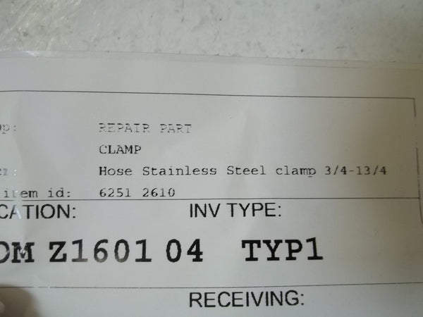 6251 2610 HOSE STAINLESS STEEL CLAMP 3/4" -13/4" NSNP