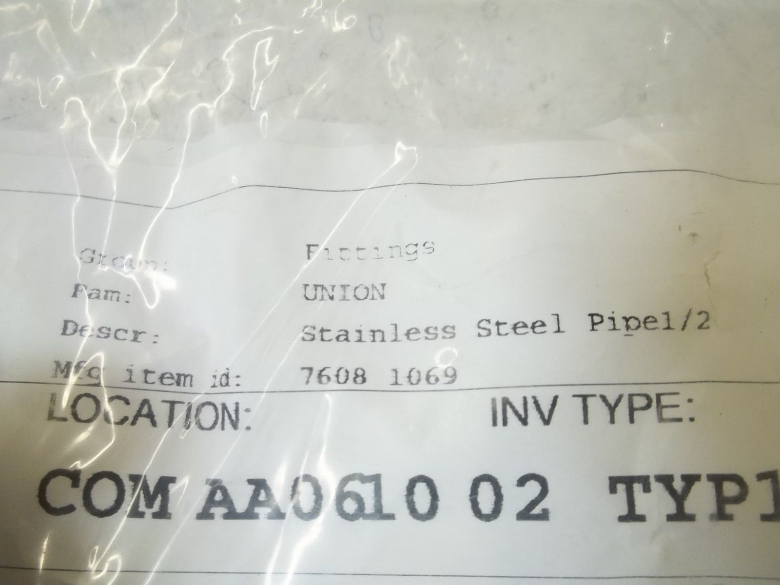 7608 1069 STAINLESS STEEL PIPE 1/2" NSNP