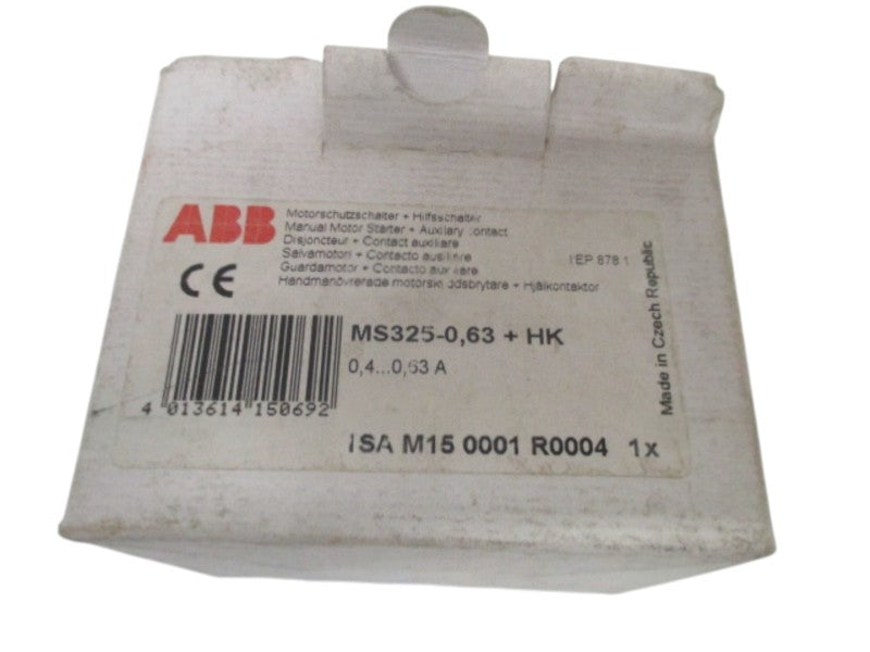 ABB 1SAM150001R0004 MS325-0,63+HK MANUAL MOTOR STARTER+AUX.CONTACT NSMP