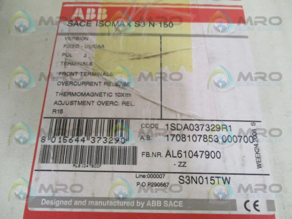 ABB SACE ISOMAX S3N150 1SDA037329R1 15A NSMP