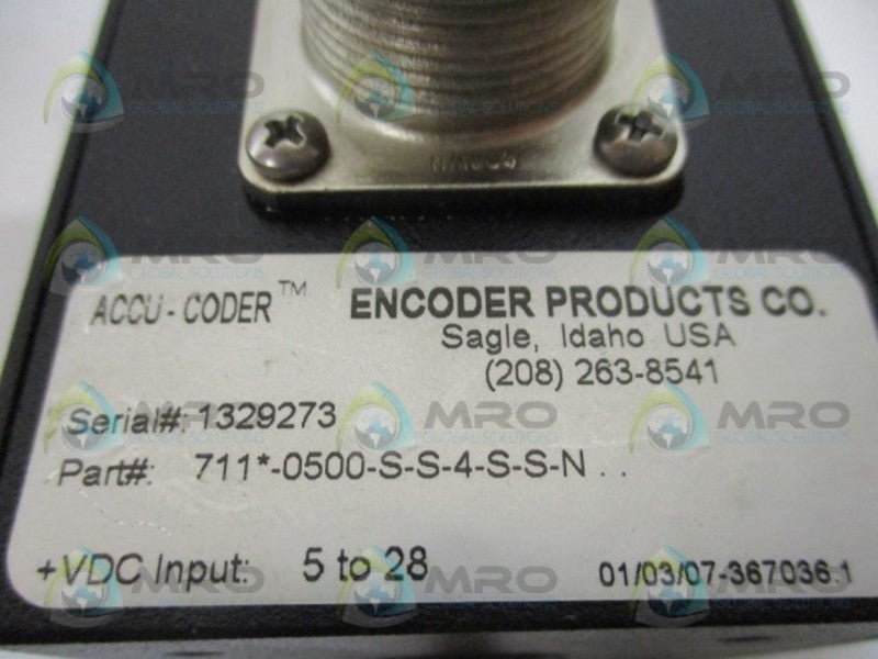 ACCU-CODER 711-0500-S-S-4-S-S-N INCREMENTAL SHAFT ENCODER NSNP