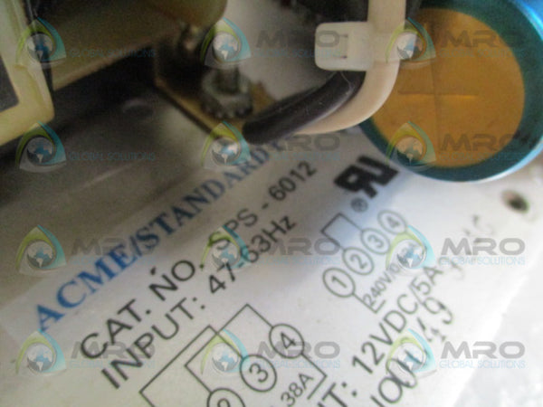 ACME/STANDARD POWER SPS-6012 POWER SUPPLY UNMP