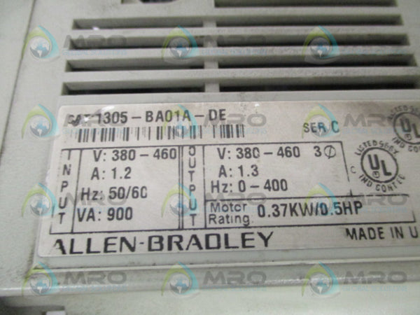 ALLEN BRADLEY 1305-BA01A-DE SER. C AC DRIVE (AS PICTURED) UNMP
